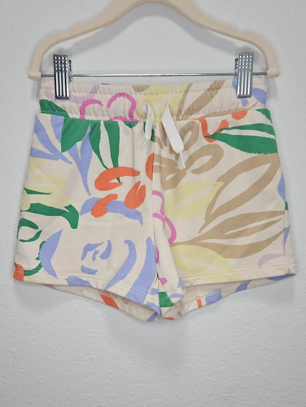 GAP Kids Floral Drawstring Athletic Shorts - Cream Multi Size Small 6-7
